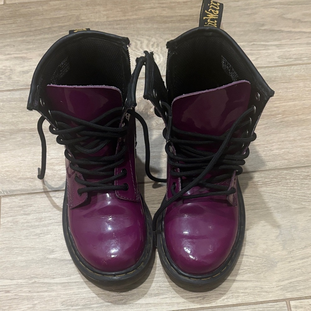 Dr. Martens kids  Glossy Purple Combat Boots